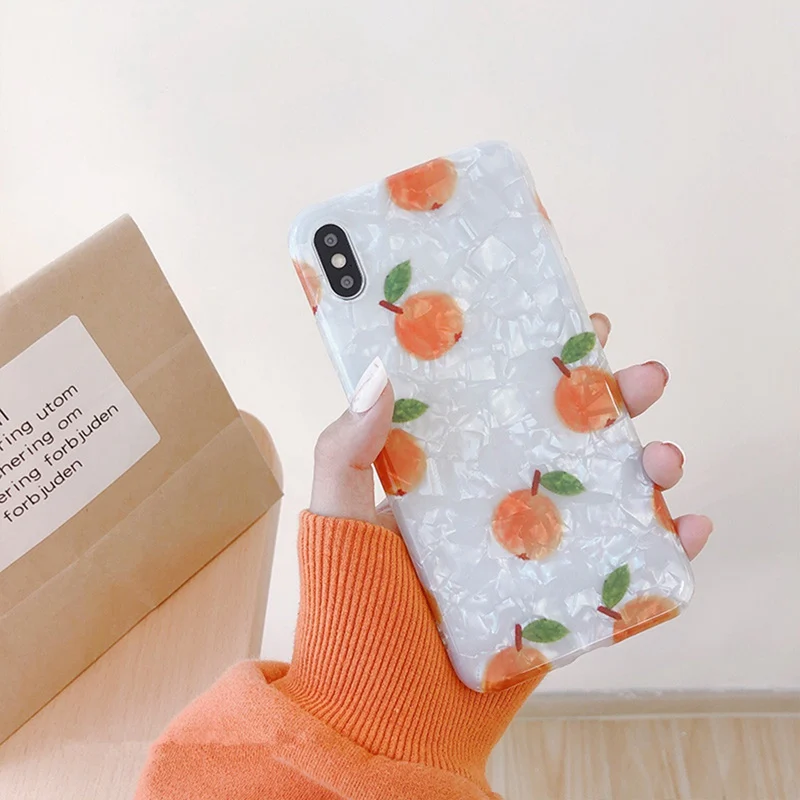 Ultra-thin Orange Shell Pattern Phone Case for iphone 6 6s 7 8 Plus All-inclusive Fall Korean Women's XS Max XR X Soft Cover |