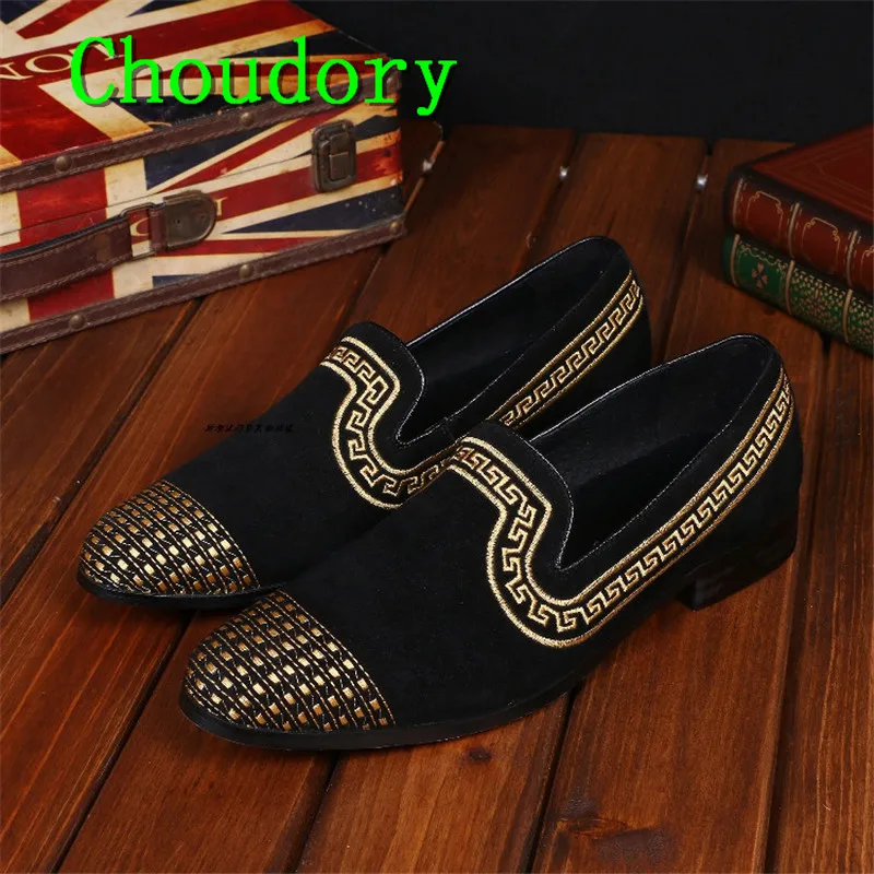 Choudory Вышитые Мужские Туфли Мокасины Кроссовки Твердые Дышащий Указал Свадьба