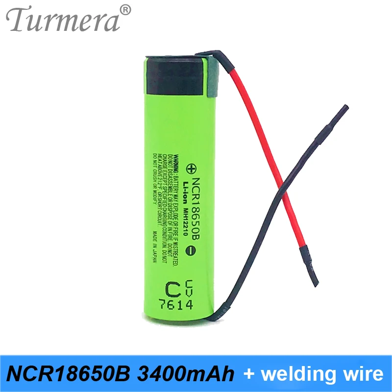 Аккумулятор 18650 3400mah ncr18650b 3,7 v Аккумулятор для отвертки и внешнего аккумулятора+ сварочный провод Turmera 3400mah аккумулятор
