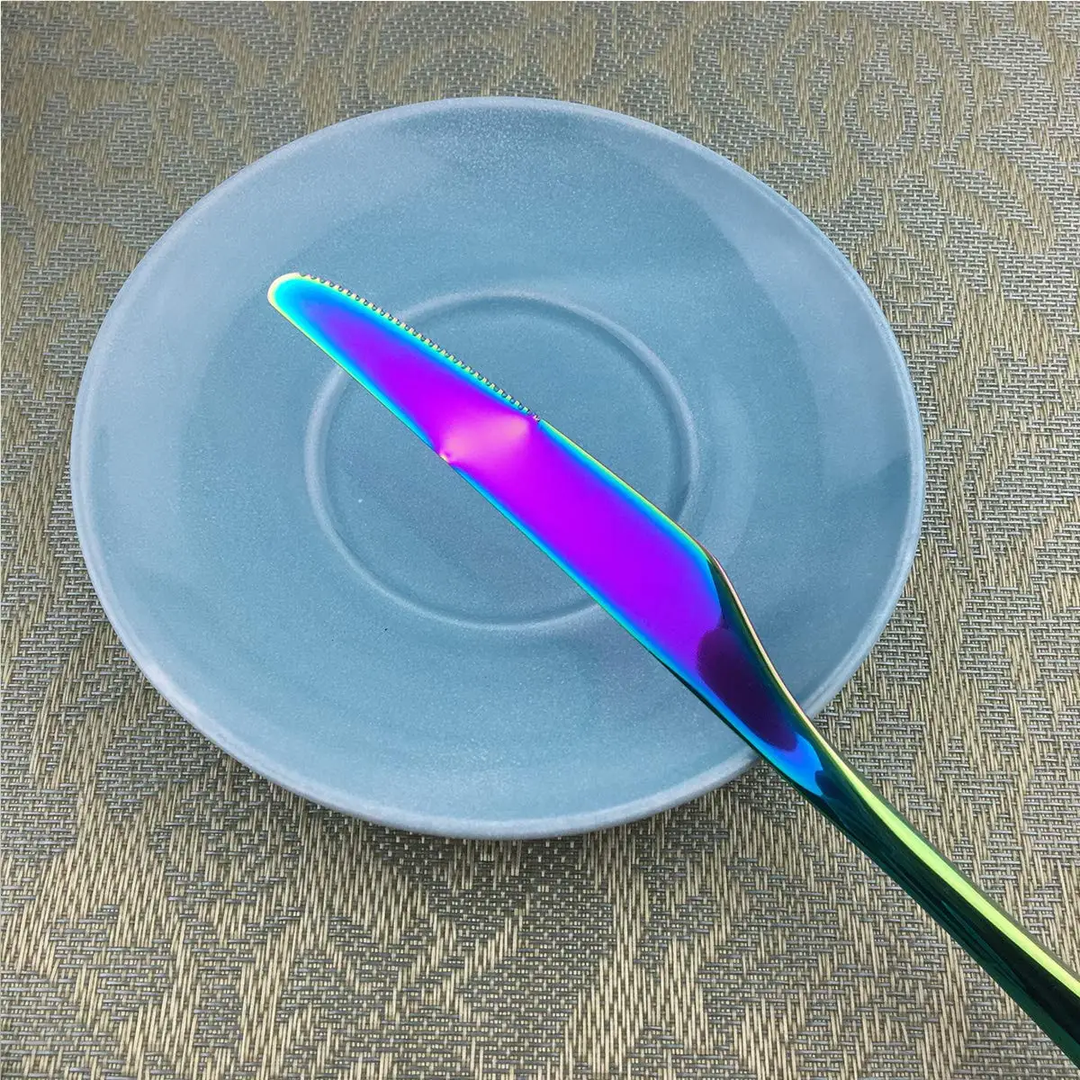 4/5/6Pcs Luxury Mirror Colorful Rainbow Cutlery Sets Stainless Steel Dinnerware Set Steak Knife Soup Salad Fork Silverware |