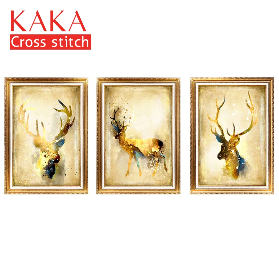 

Наборы для вышивки крестиком KAKA, наборы для вышивки с напечатанным рисунком, холст 11CT-5D для домашнего декора, животные CKA0052