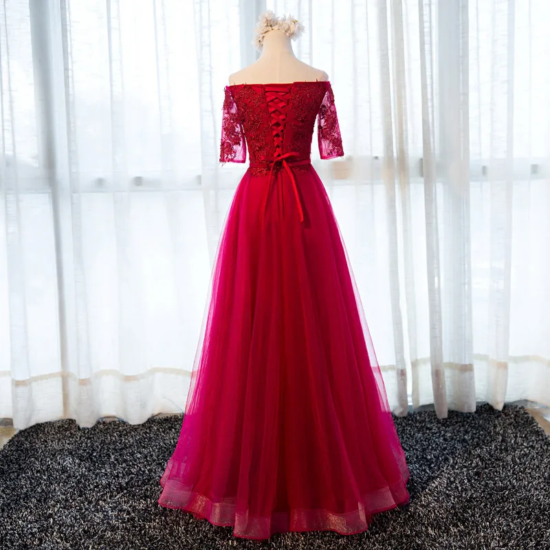 Vestido de festa Новинка 2019 г. Миссис Win красное вино с v образным вырезом открытыми