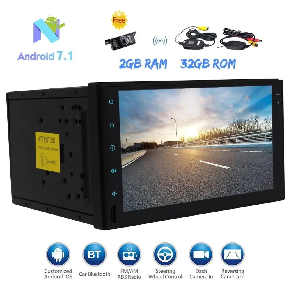 Двойной Дин стерео GPS навигации Android 7.1 Восьмиядерный 2 ГБ 32 7 &quotАвто Радио головы
