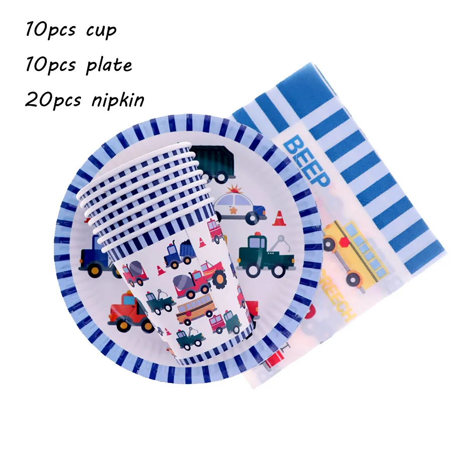 Одноразовая посуда бумажные тарелки мультяшная Автомобильная тематическая