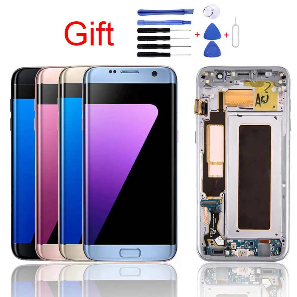 Для Galaxy S7 Edge/G9350/G935F ЖК-экран и дигитайзер в сборе с рамкой зарядным портом кнопкой