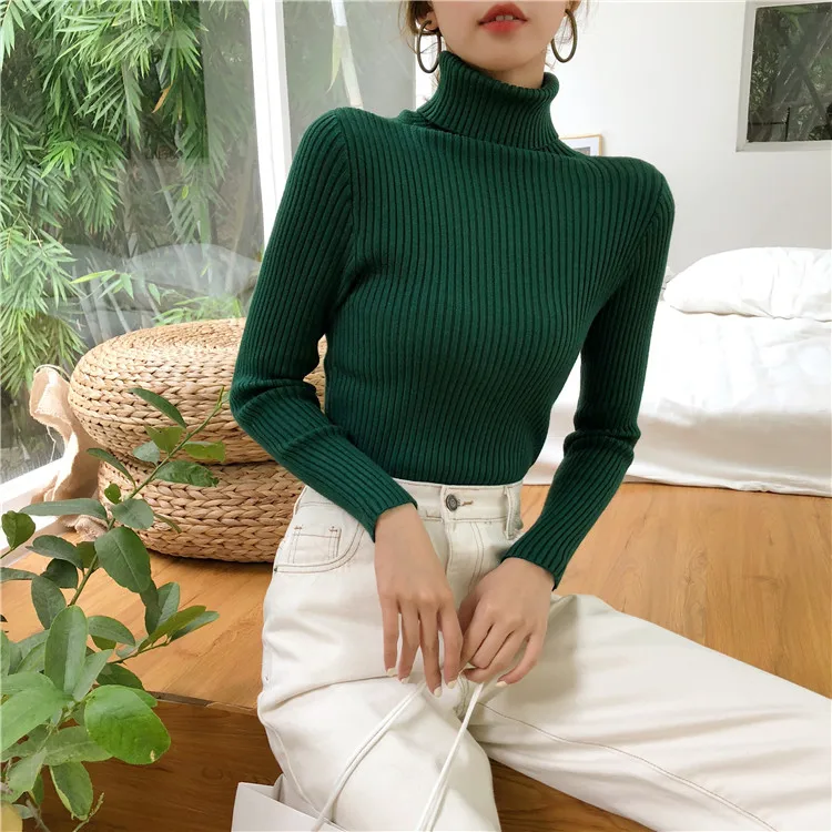 2018 Thick Turtleneck Warm Women Sweater Autumn Winter Knitted Femme Pull High Elasticity Soft Female Pullovers | Женская одежда