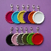 50pcs mixed 12 colors metal flattened beer bottle caps with lobster clasps for zipper pulls diy crafts jewelry accessories