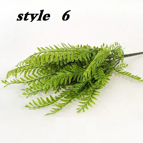 style 6 Настоящее прикосновение искусственный пластиковый папоротник трава Букет Искусственный папоротник зелень Evergreen поддельные растения для украшения стола дома сада - Цвет: style 6
