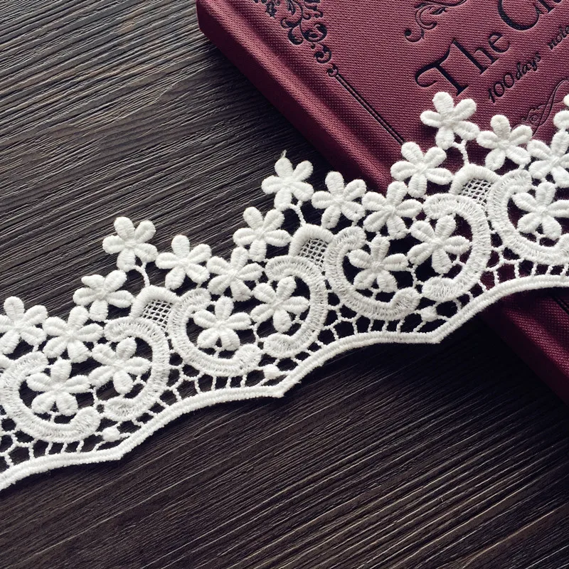 

5yard Lace Trim Ribbon White Flower Embroidered Net Tape Ribbon Fabric