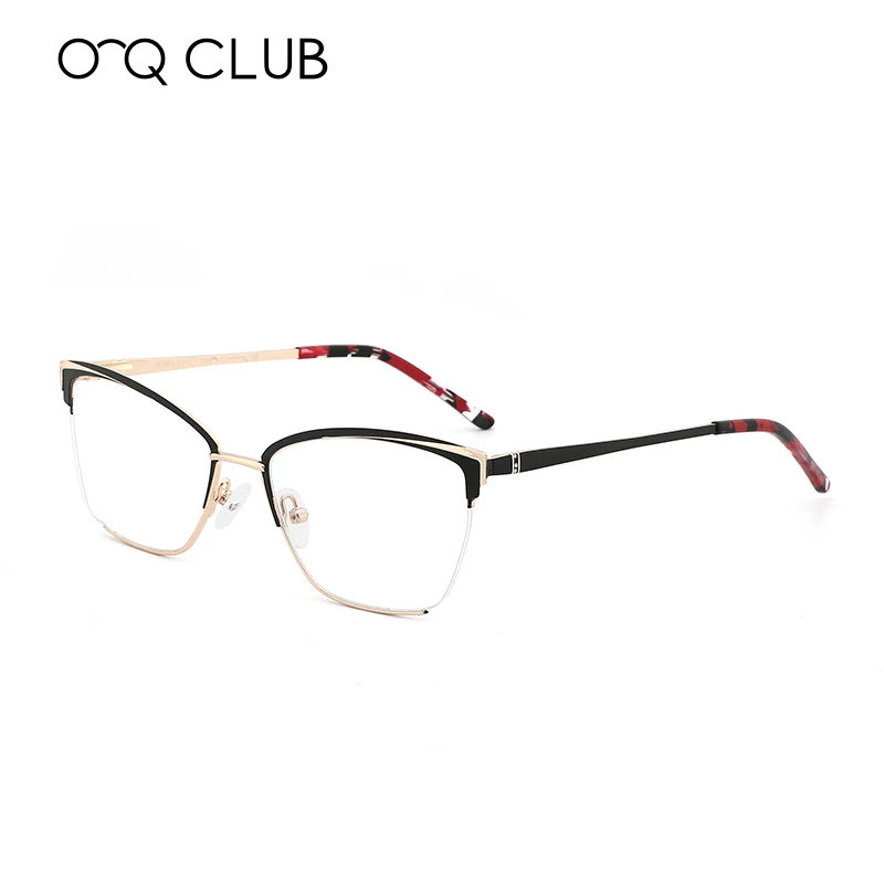 O-Q CLUB, новинка, прозрачные оптические очки по рецепту, 4 цвета, Ретро стиль, Роскошные, сплав, оправа для очков, женские очки, сексуальные очки "Кошка" - Цвет оправы: C1