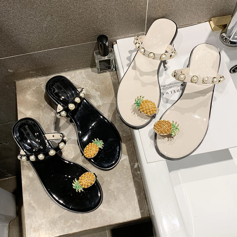 2019 Новинка летние шлепанцы Для женщин Модные женские сандалии жемчужные с