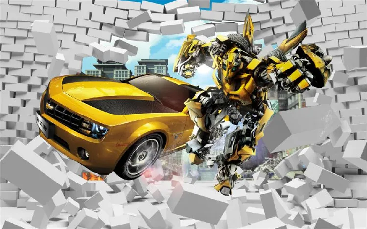 3d креативный автомобиль в стиле ретро сломанные настенные бумажные трансформеры