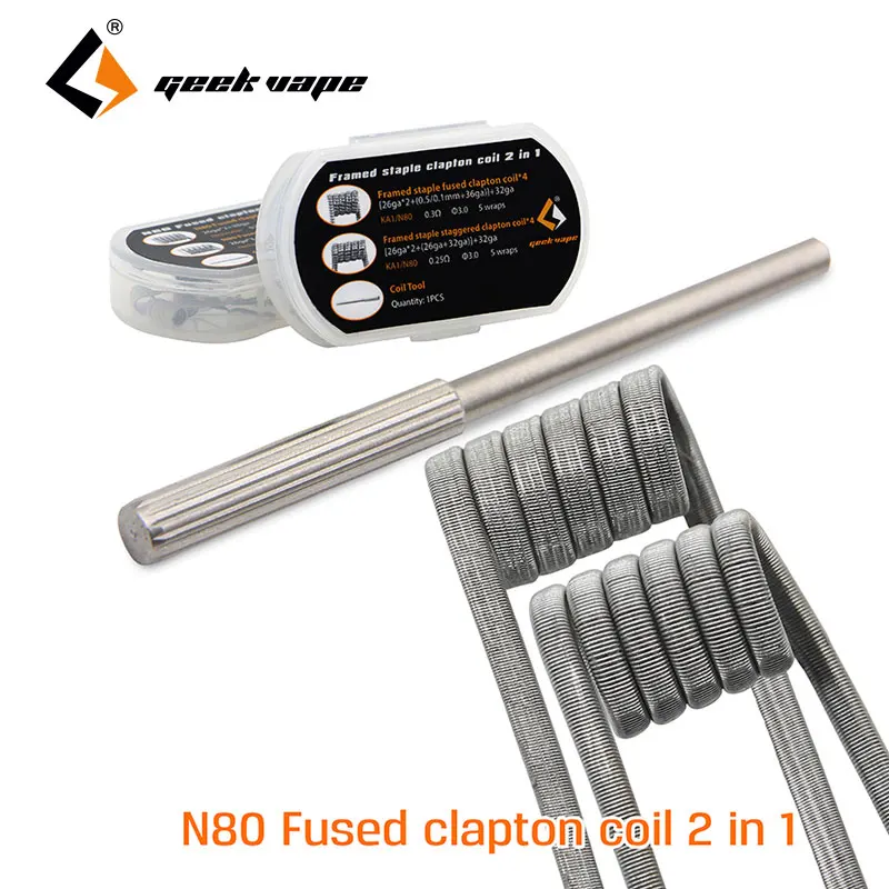 Оригинальная нагревательная катушка 2 в 1 GeekVape N80 Fused Clapton для атомайзера RDA/RTA/RDTA DIY