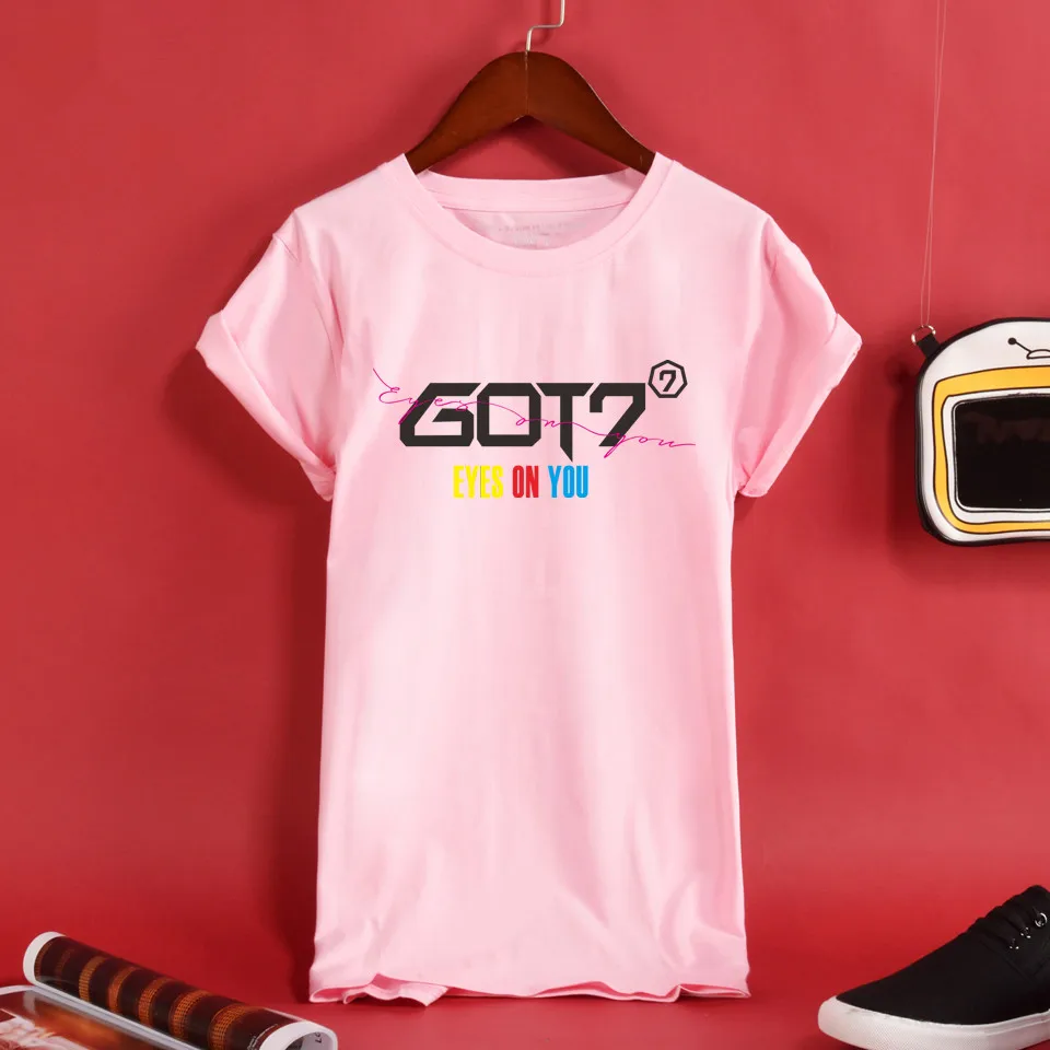 Kpop GOT7 глаза на вас футболка для мужчин женщин Harajuku Повседневная Уличная Хлопок