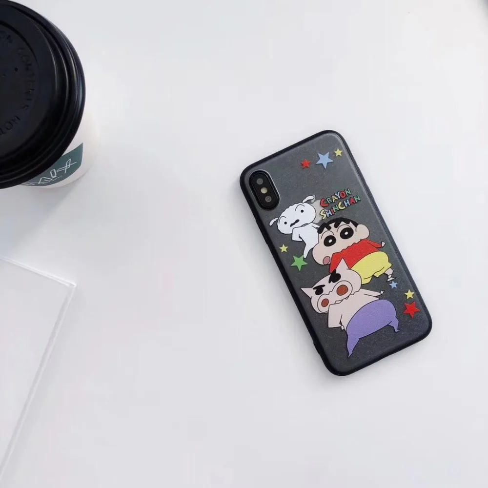 Japan Cute Cartoon Funny Crayon Shin-chan Family 3D Relief Silk Pattern Matte TPU Case Cover For Iphone6 6S 7 7S 8 6P 7P 8P X |