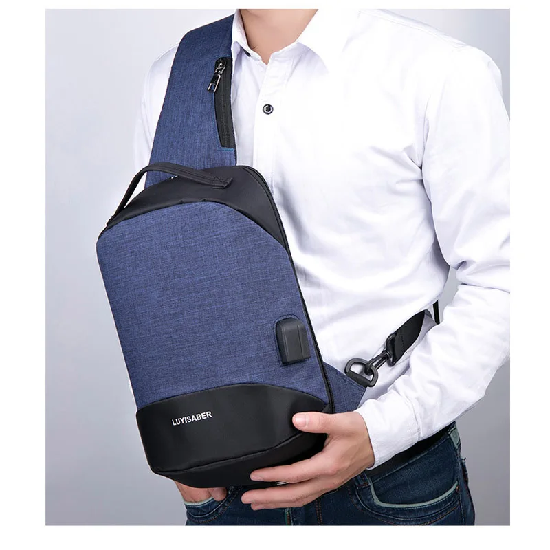 Повседневное мужской сумки на плечо зарядка через USB сумка Для мужчин Анти-кражи