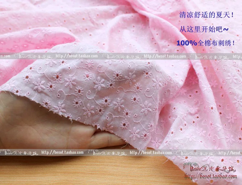 1 ярд/lot розовый белый хлопок DIY одежда аксессуары кружевной ткани вышитый цветок