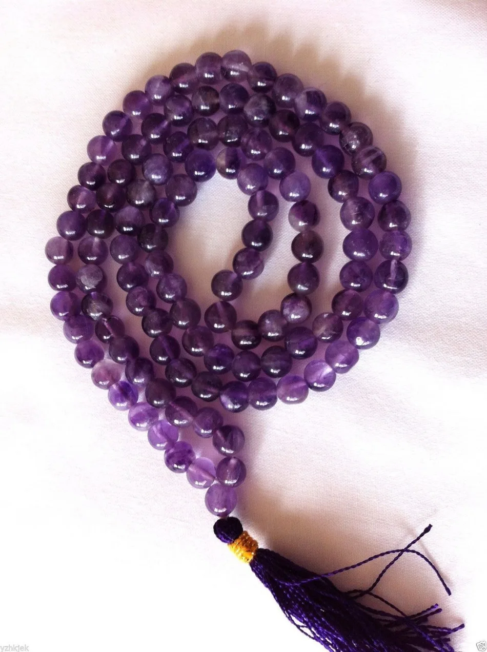 

jewelry fine quality >>> >>> gem stone Crystal Mala Prayer Beads Buddhist 10mm S Natural Color
