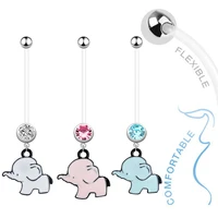 1pc maternity belly rings flexible cute elephant crystal pregnancy belly button rings for women pregnant navel rings piercings