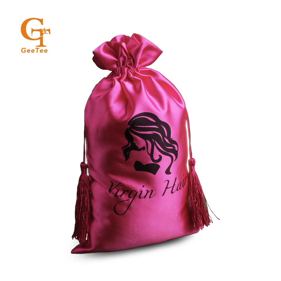 Натуральные волосы в пучке атласные упаковочные мешки с кисточкой роскошные 4