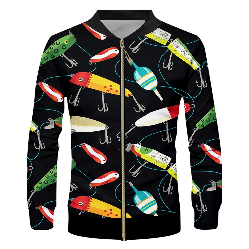 OGKB мужская повседневная куртка с забавным принтом 3d на молнии длинным рукавом и