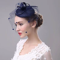 new women retro hat mesh ribbon decoration cocktail tea party hat elegant headwear hair accessories