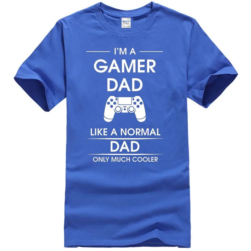 Синий Топ Футболка I'm A Gamer Dad подарок для папы передовая война игры на консоли Мужская футболка - Цвет: Синий