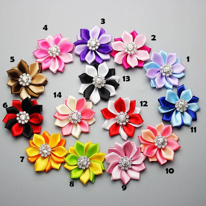 Без клипсы 2 дюймов маленький атласный цветок ромашки для изготовления детей