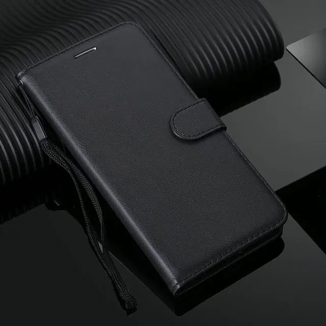 Ударопрочный кошелек для huawei Y5 чехол Роскошный однотонный из искусственной кожи чехол для huawei Y5 чехол Y 5() 5Y откидной Чехол Защита от 360 - Цвет: Черный
