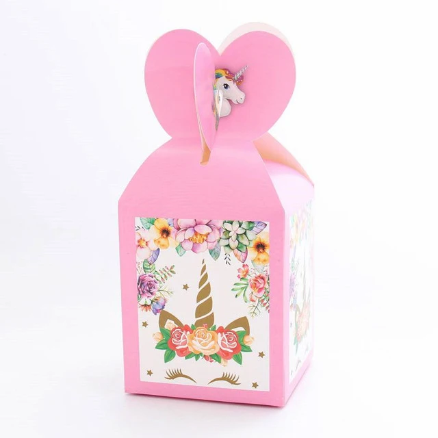 pink candy box 6pcs 1 компл. 29*40 см Единорог бумажная Складная пиньята Дети Девочки Мальчики День рождения поставщик с днем рождения украшения вечерние игрушки игры подарок - Цвет: pink candy box 6pcs