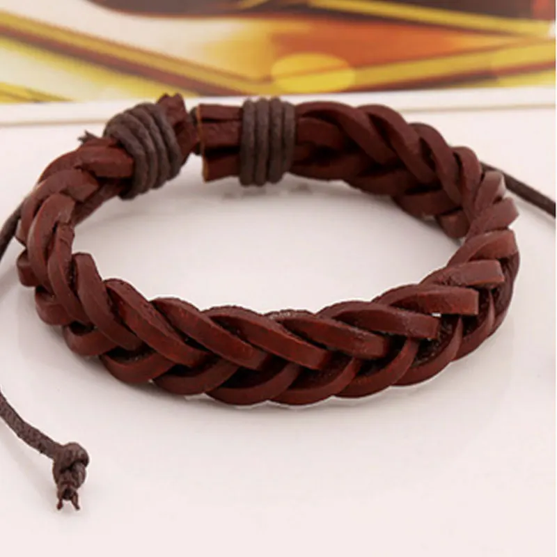 Новый Черный Коричневый Ручной Конопли Веревки Из Кожи Браслет Для Мужчин Винтаж