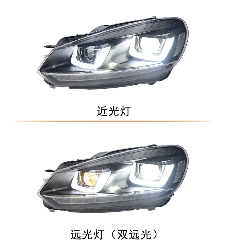 BiNFU для VW golf 6 GTI фары 2009-2012 golf mk6 GTI светодиодный фонарь DRL Hid опция Angel Eye Bi Xenon автомобильный Стайлинг