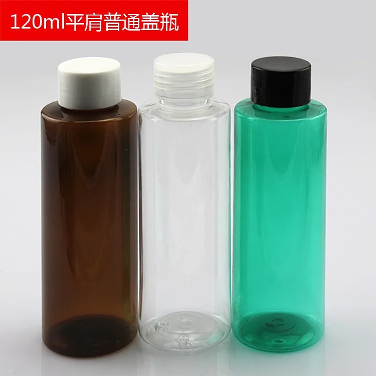 

120ml Ordinary Cover PET Plastic Bottle Flat Shoulder Trial Small Sample Bottle 10pcs/lot