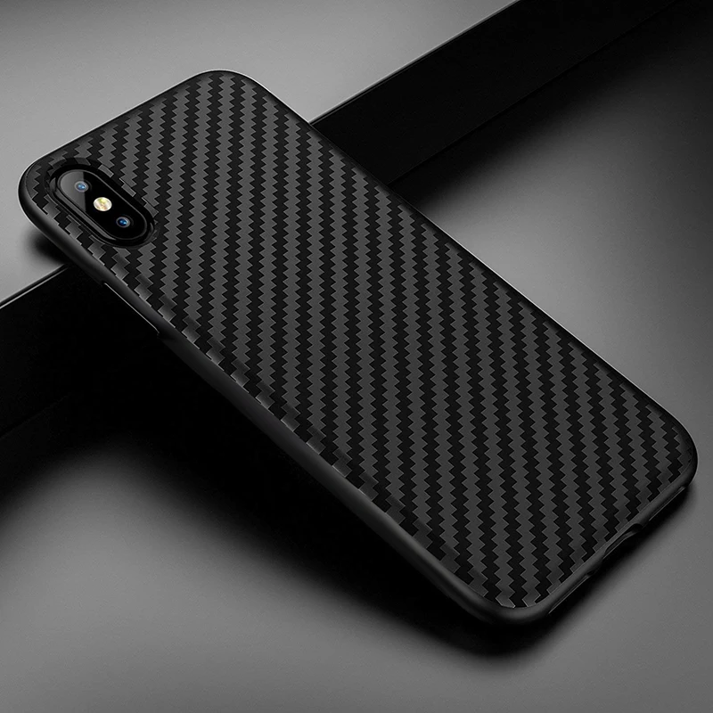 Чехол для телефона для iphone 11 pro Max 7 8 6 6s plus, мягкий однотонный черный защитный чехол из углеродного волокна для iphone X 5 5S, чехол