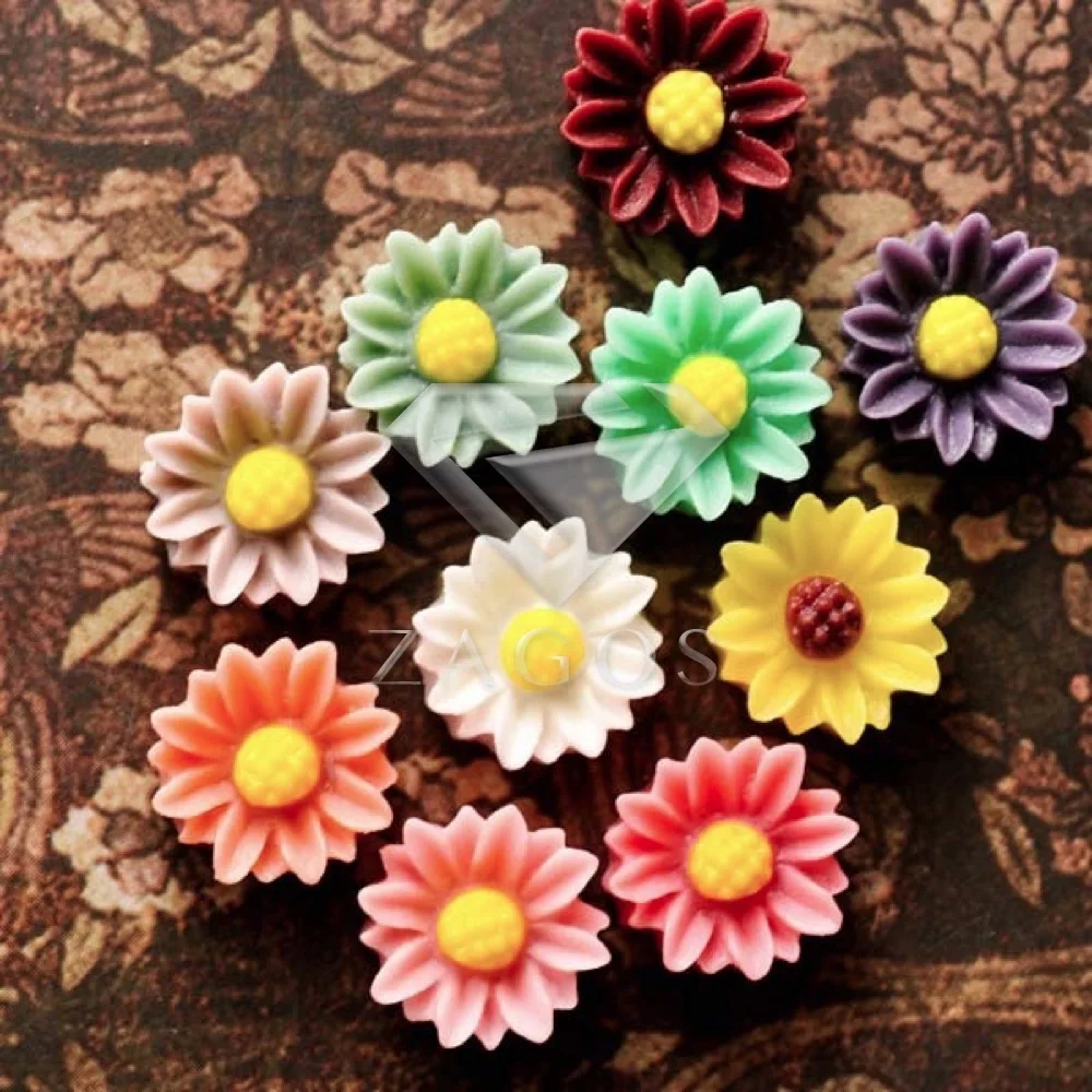 6/10 шт. полимер Винтажный стиль Дейзи цветок с плоской задней поверхностью камео