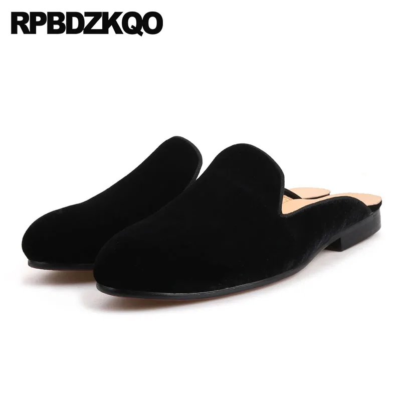 11 Flats 47 Custom European Mules Brand Slides Blue Black Sandals Big Size Elegant Fashion Luxury Velvet Casual Shoes Men Runway | Обувь
