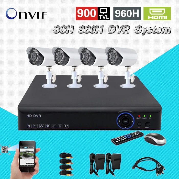 8ch CCTV Системы H.264 AHD-L 960 H в реальном времени записи DVR 4 шт. 900tvl CMOS Открытый