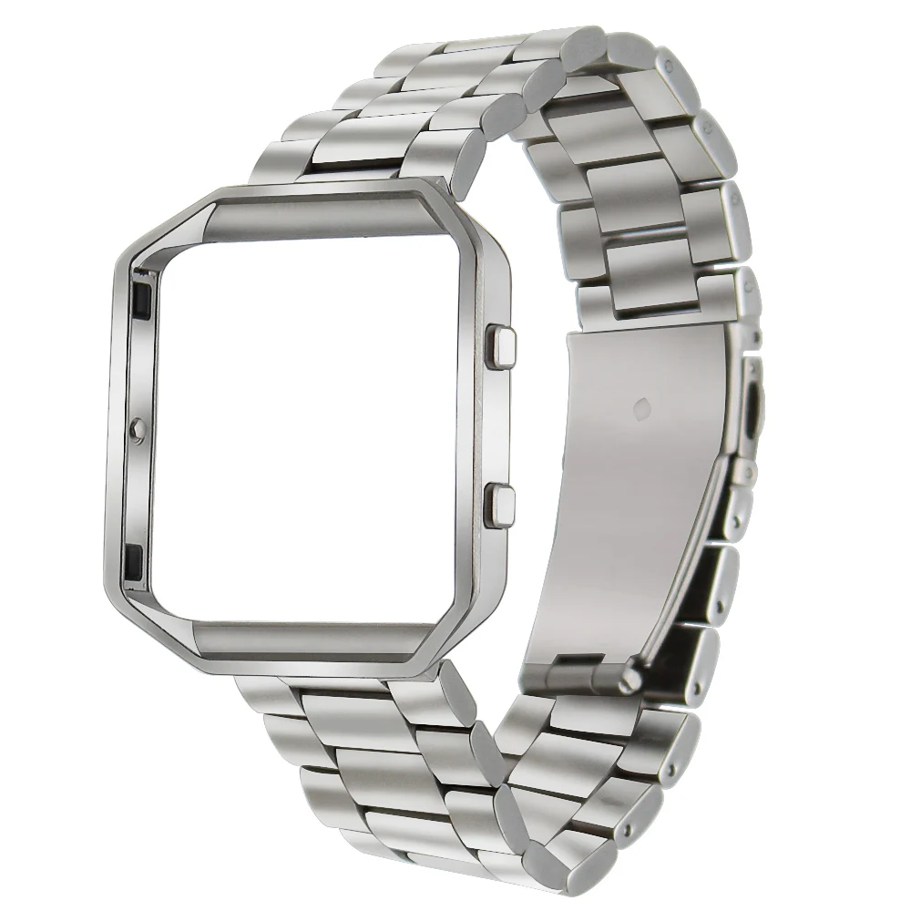 

23mm Stainless Steel Watchband with Metal Frame for Fitbit Blaze Smart Fitness Watch Band Wrist Strap Replacement Belt Bracelet