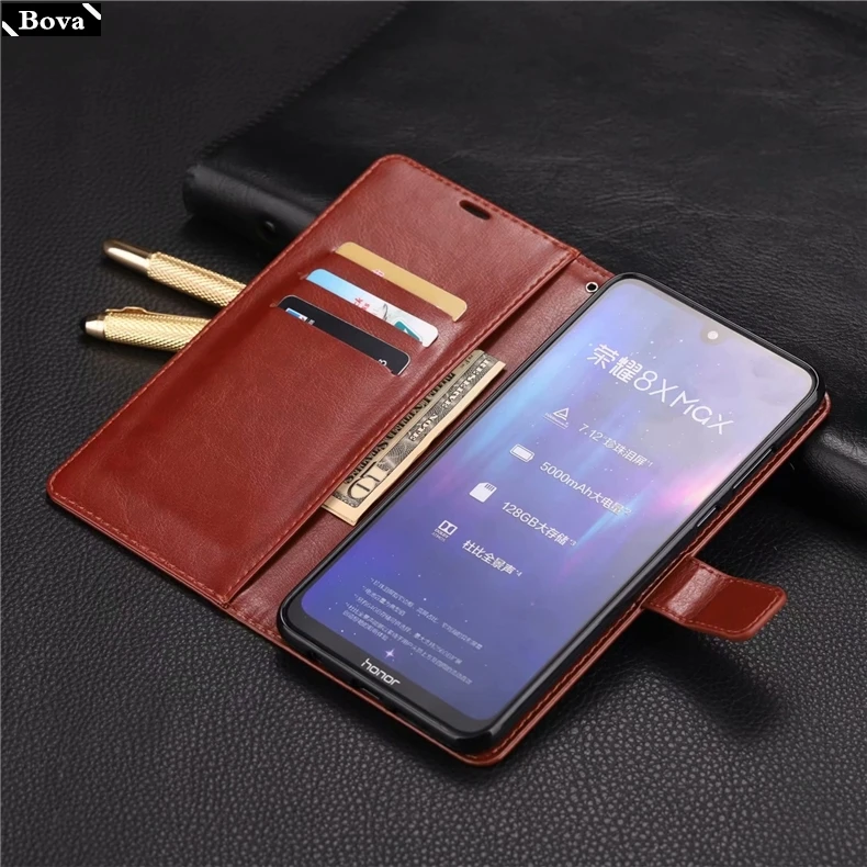 Фото Чехол-книжка с отделениями для карт, кожаный для Huawei Honor 8X Max №4