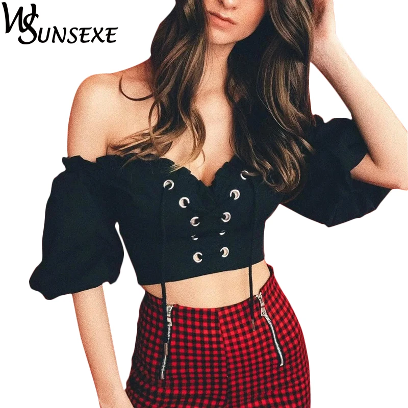 Женский короткий топ винтажный с открытыми плечами коротким рукавом|top shirt|short sleeve