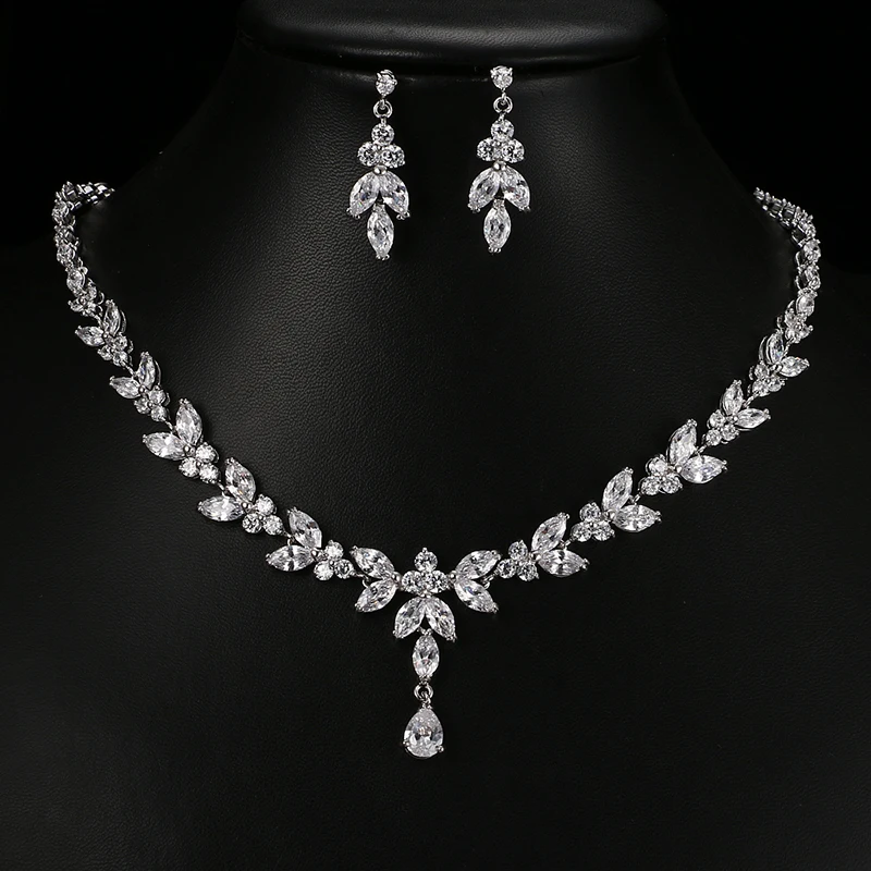 Emmaya Exquisite Jewelry Sets For Women Wedding Party Jewelry Accessories Cubic Zircon Stud Earrings & Necklace Gift