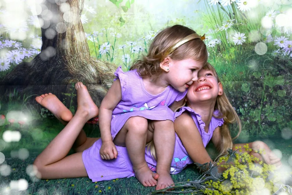 Фотографический фон лесной задник Луг цветок свободная природа дети весна живописный для фотостудии.