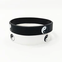1pc cool tai chi silicone wristband black white color sports rubber silicone braceletsbangles fashion jewelry gifts sh317