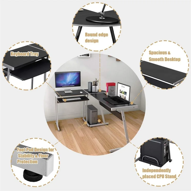 Большой l образный деревянный ПК стол компьютерный Современный