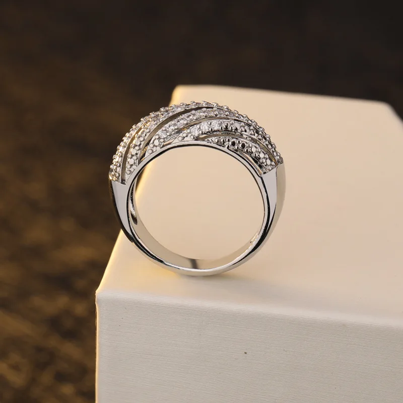 Everoyal New Fashion Silver Plated Rings For Girl Bride Wedding Jewelry Luxury Zircon Round Women Finger Accessories | Украшения и