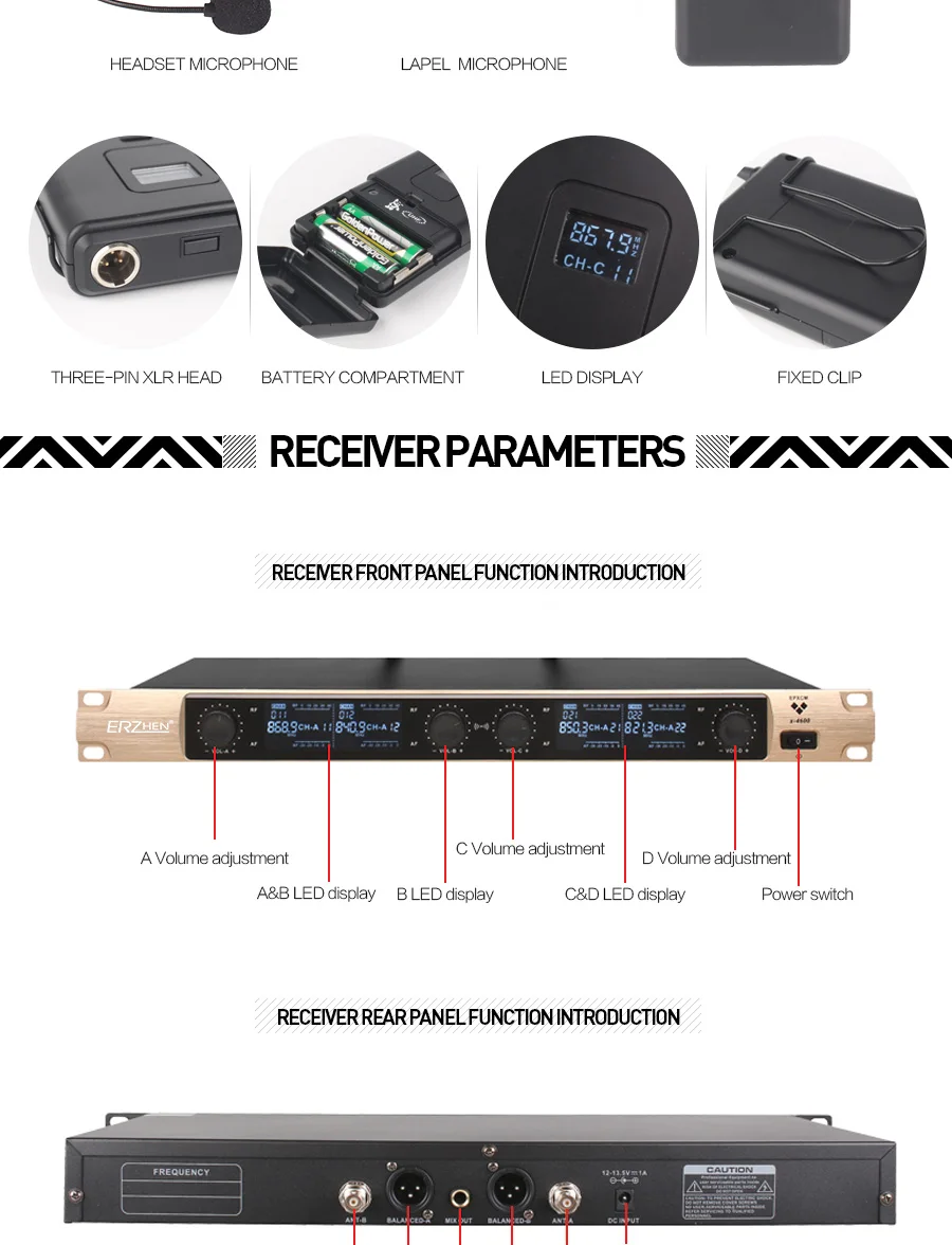 Беспроводной SystemX-4600 профессиональный микрофон 4 канала VHF Профессиональный 4 ручной микрофон для сцены караоке беспроводной микрофон