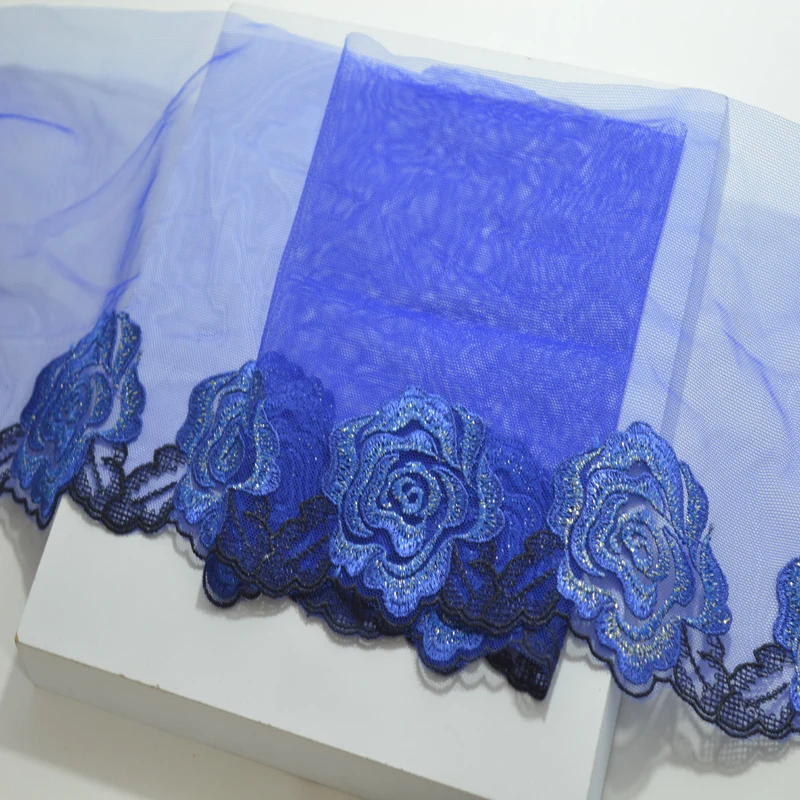 

somelace 2yds/lot shiny blue~red pattern floral Embroidery DIY lace trim for garments and wedding decoration17012003