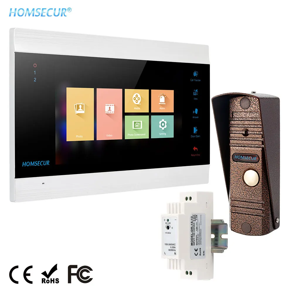 HOMSECUR " 4 провода видео домофон дверной звонок Система IP65 камера ИК Ночное Видение 45 градусов угол крепления 110 угол обзора - Цвет: Kit 3