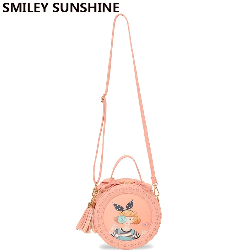 Smiley sunshine милая сумка через плечо с кисточкой для девочек мини-Женский лоток