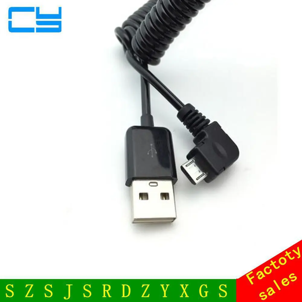 

100cm/300cm Right Angled 90 degree USB 2.0 Micro Male to A Type Male Stretch Data Cable for Micro usb interface Tablet & Phone